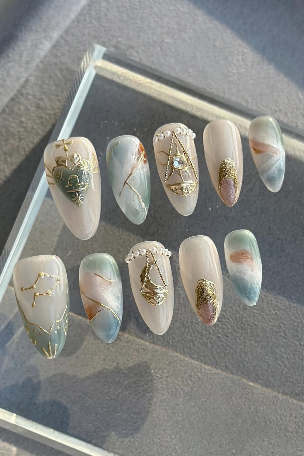 Libra Long Almond Press On Manicure Nails