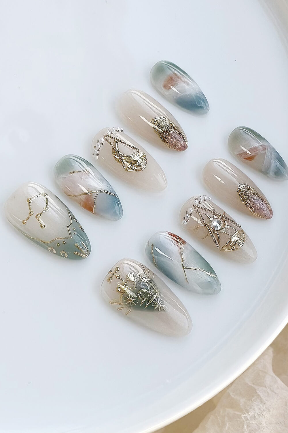 Libra Long Almond Press On Manicure Nails