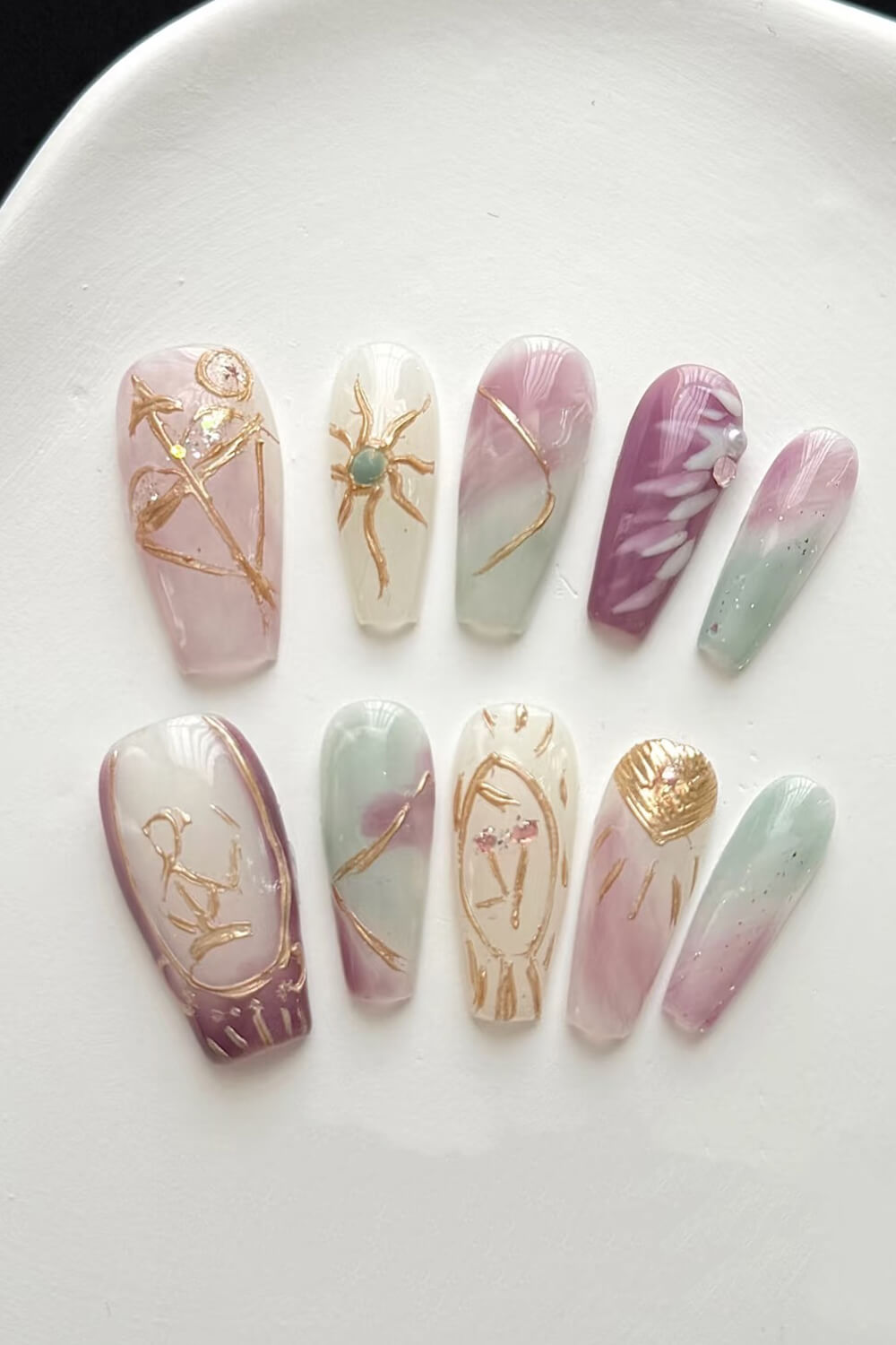 Sagittarius Long Coffin Press On Manicure Nails