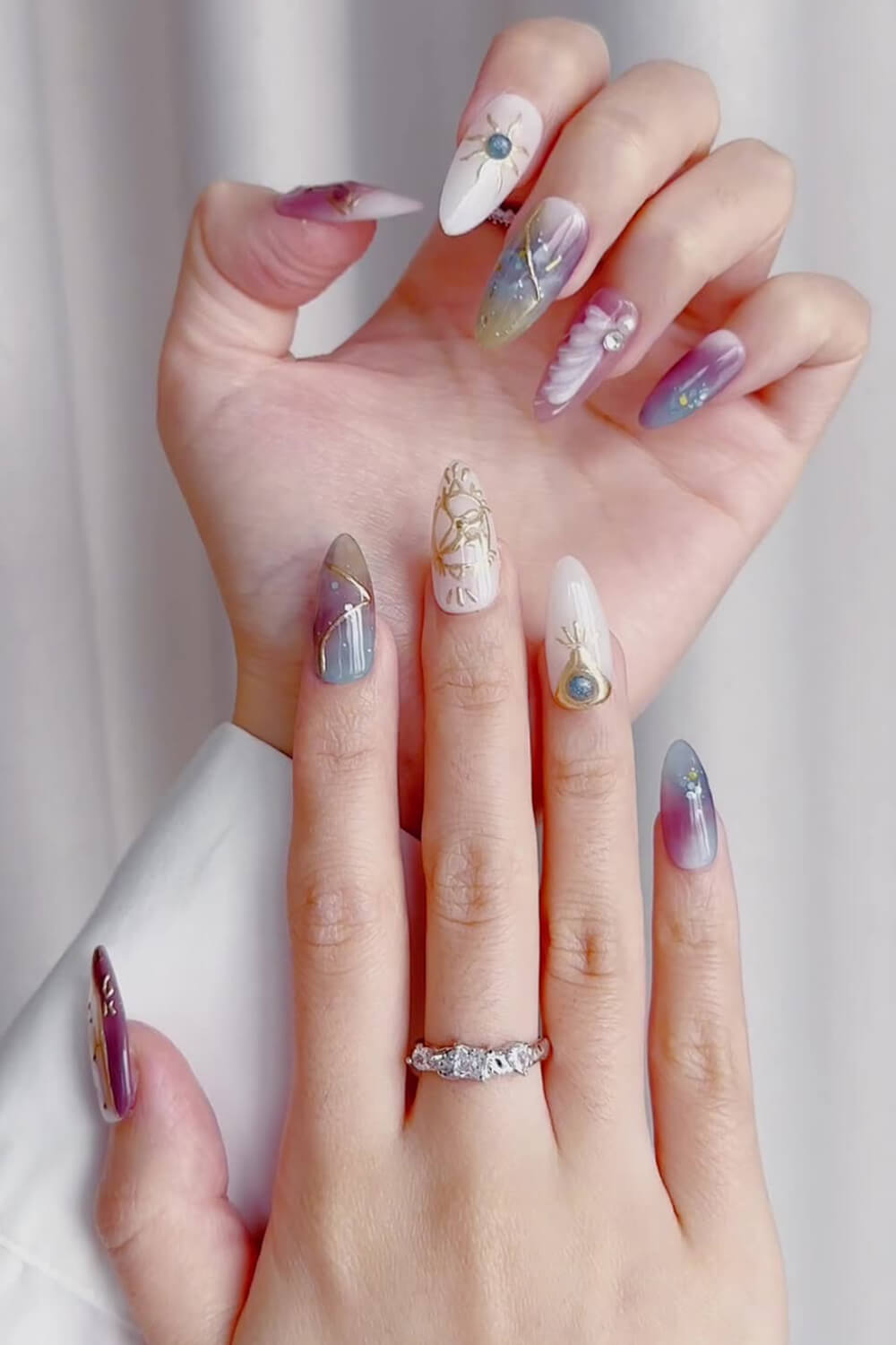 Sagittarius Long Almond Press On Manicure Nails