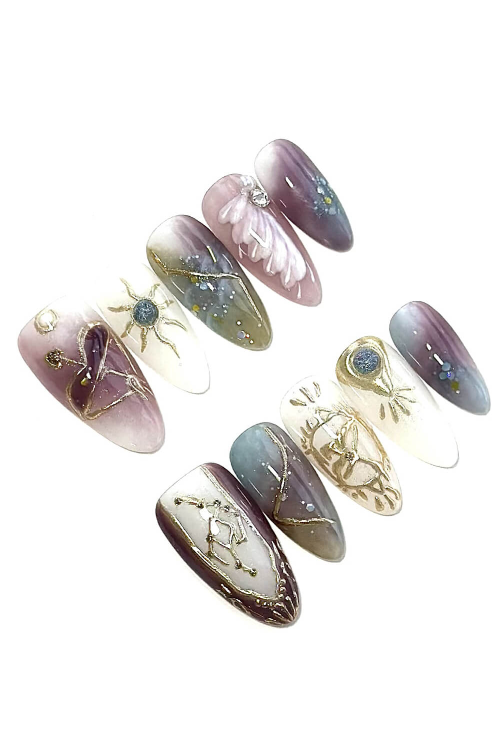 Sagittarius Long Almond Press On Manicure Nails