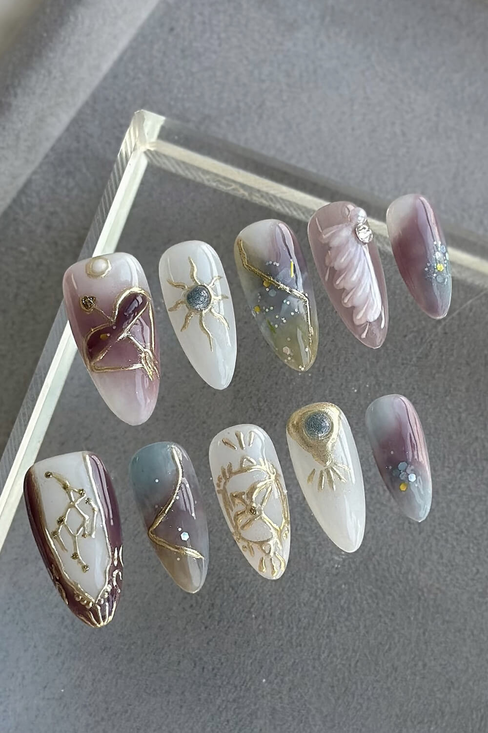 Sagittarius Long Almond Press On Manicure Nails