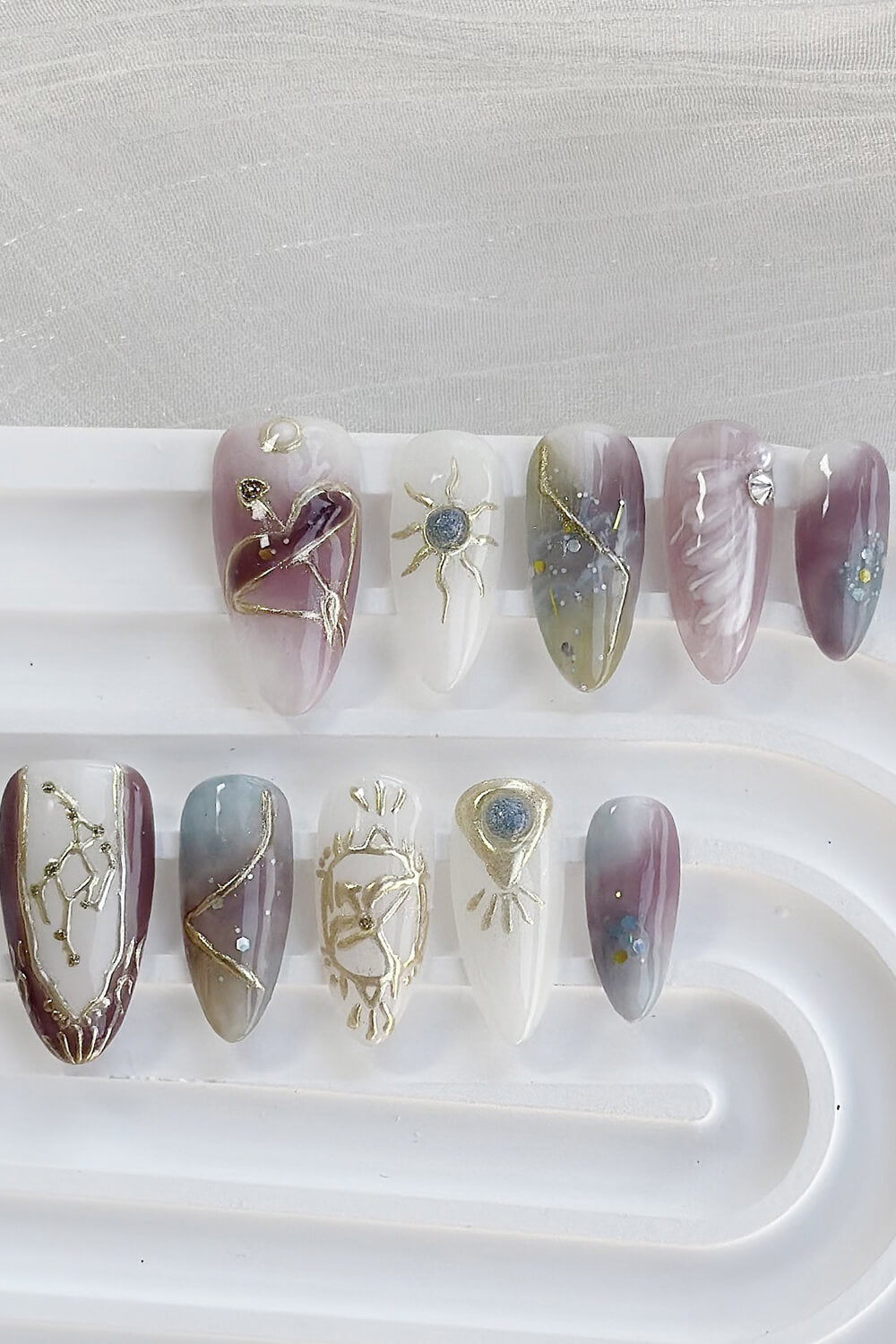 Sagittarius Long Almond Press On Manicure Nails