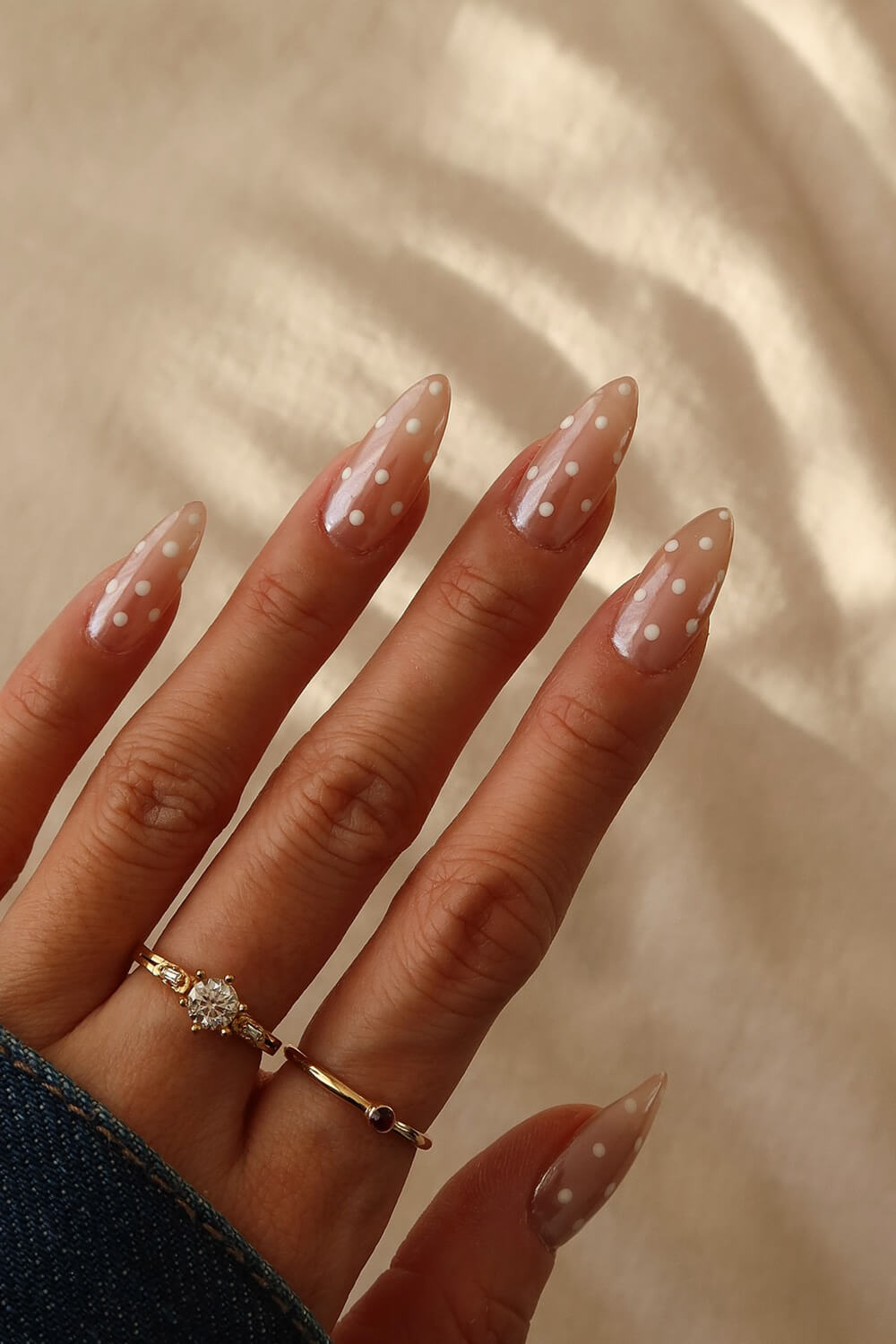 Polka Dot Long Almond Press On Fake Nails