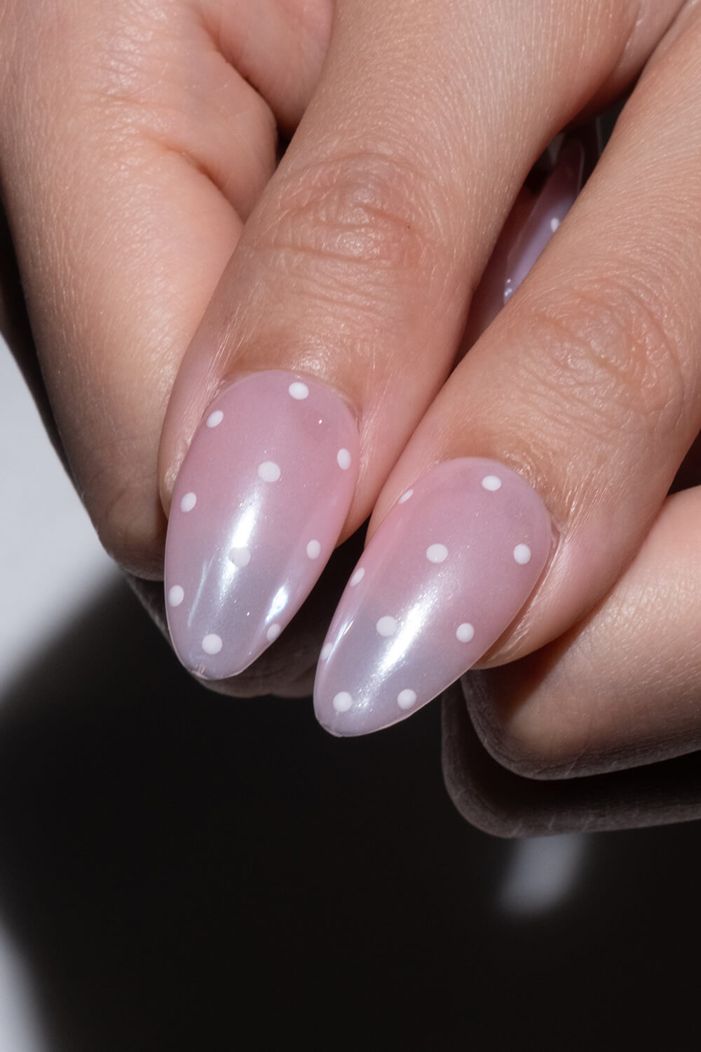 Polka Dot Long Almond Press On Fake Nails
