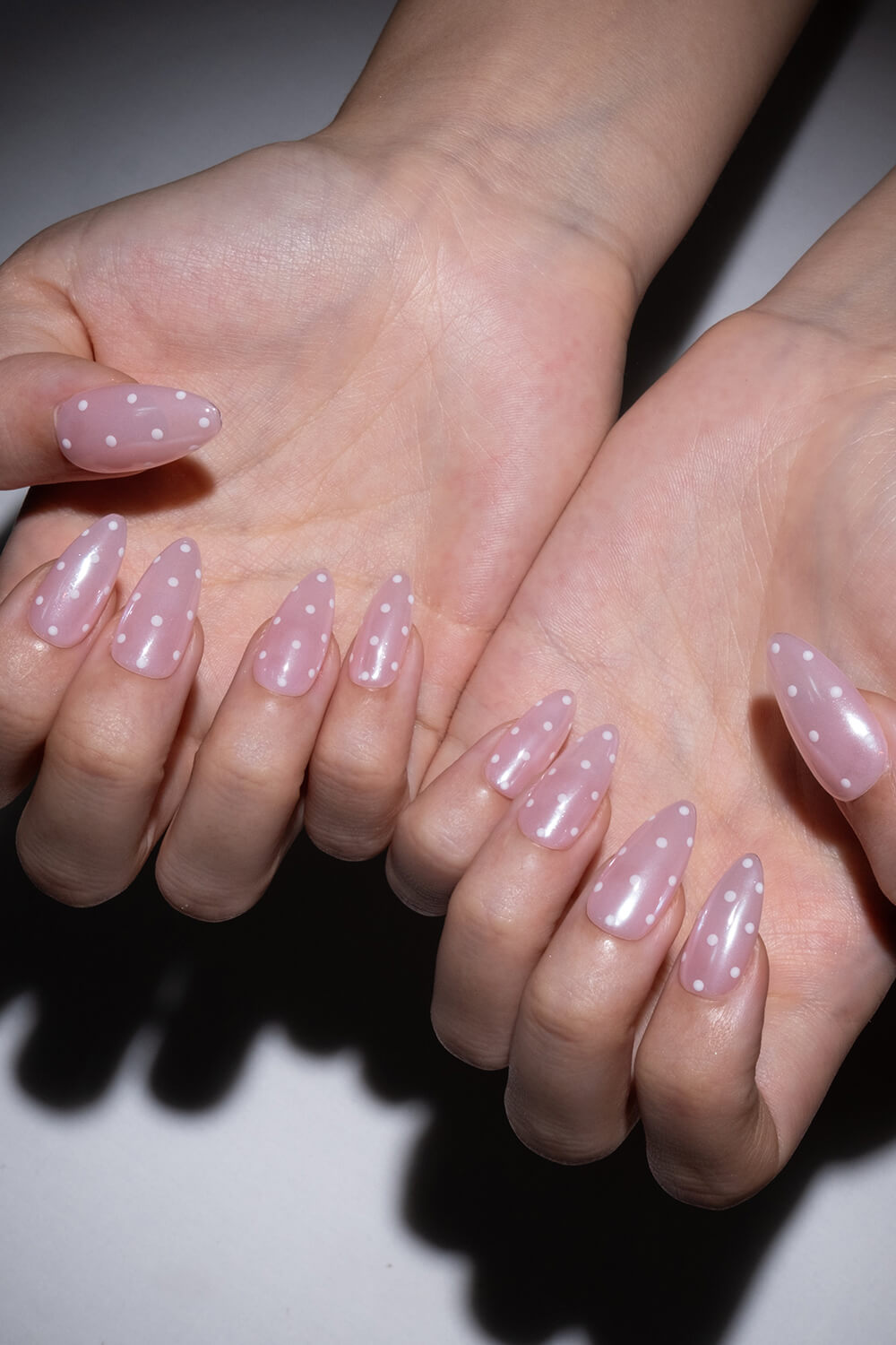 Polka Dot Long Almond Press On Fake Nails