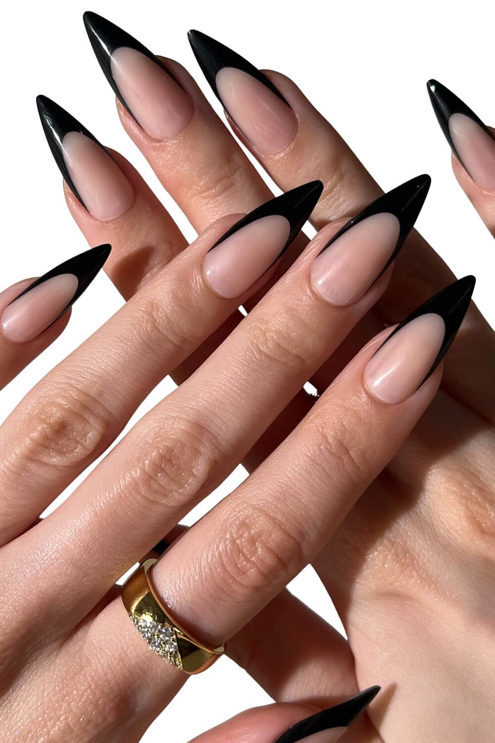 French Tip Medium Stiletto Press On Nails