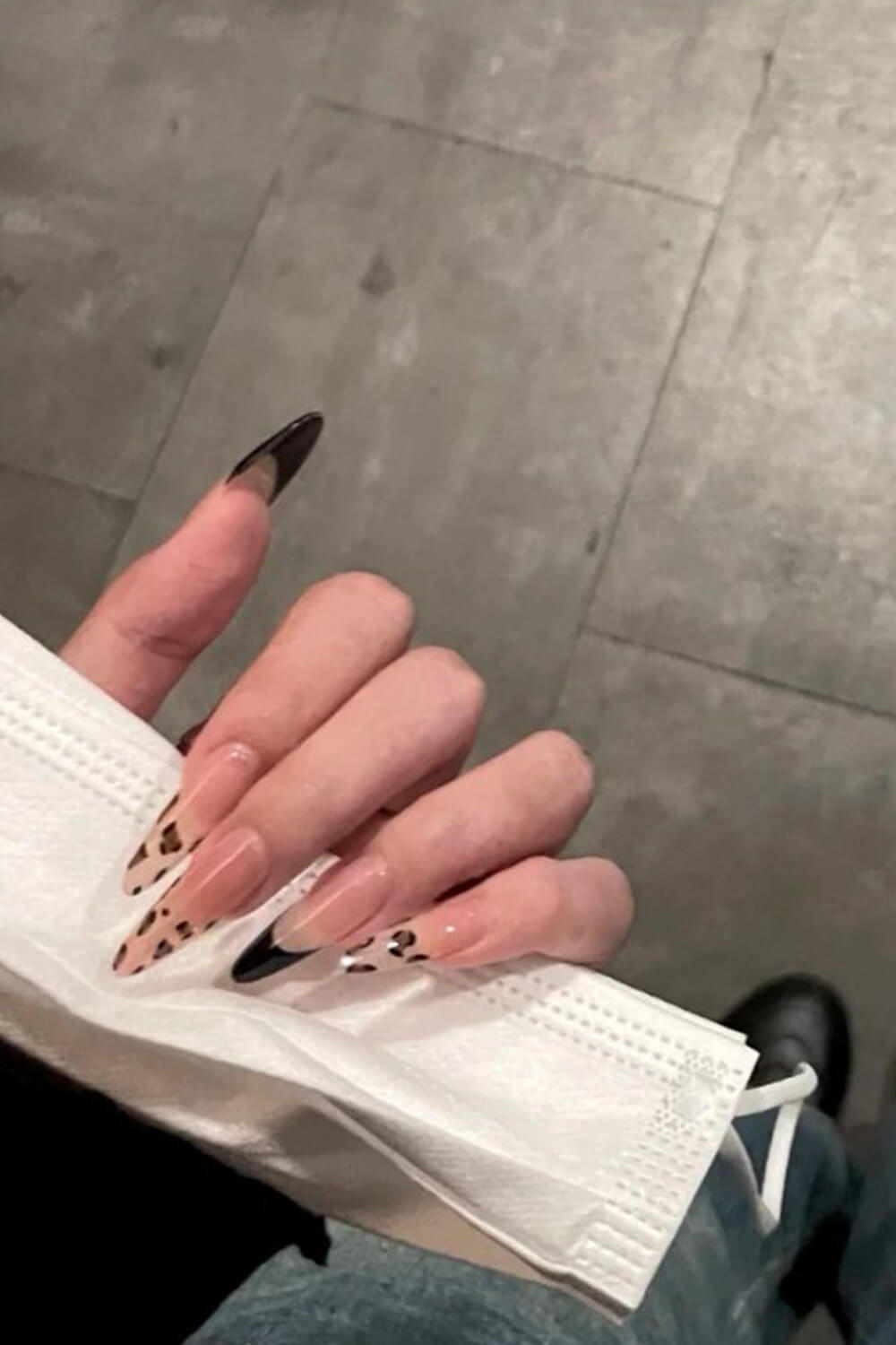 Leopard French Long Almond Press On Nails