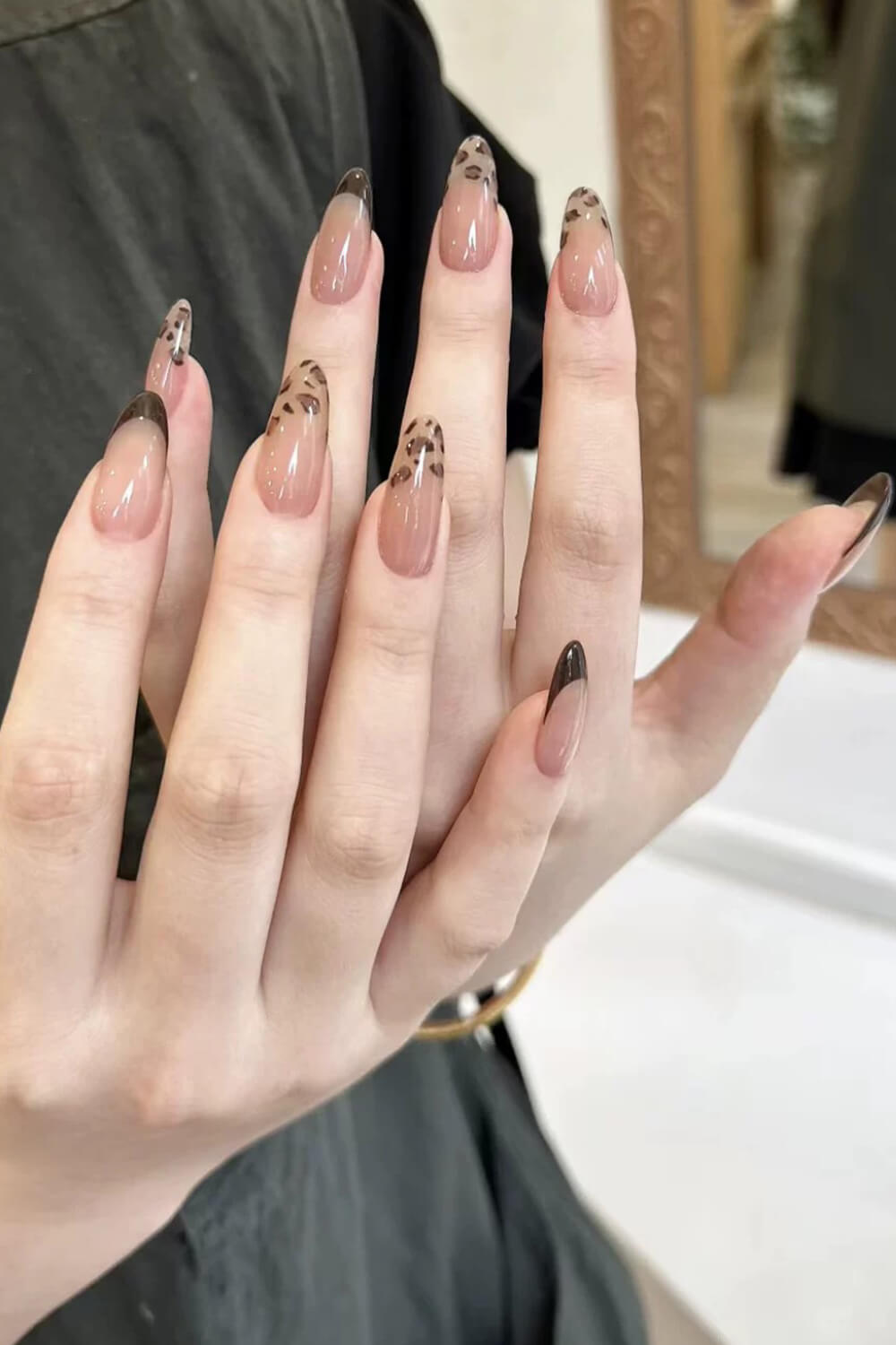 Leopard French Long Almond Press On Nails