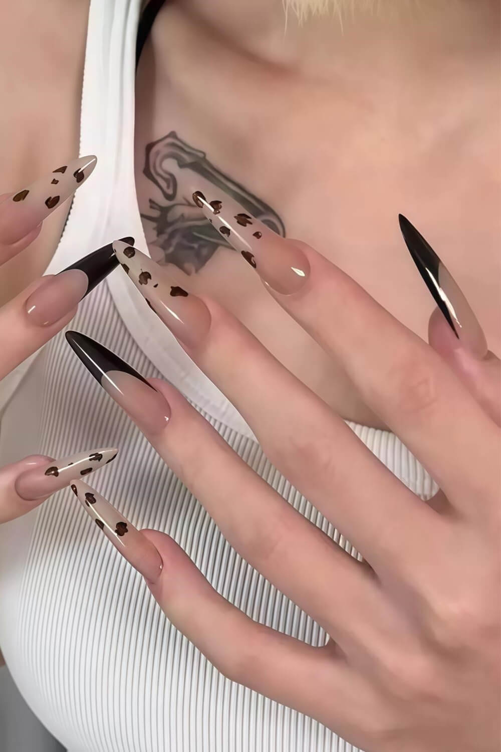 Leopard French Long Almond Press On Nails