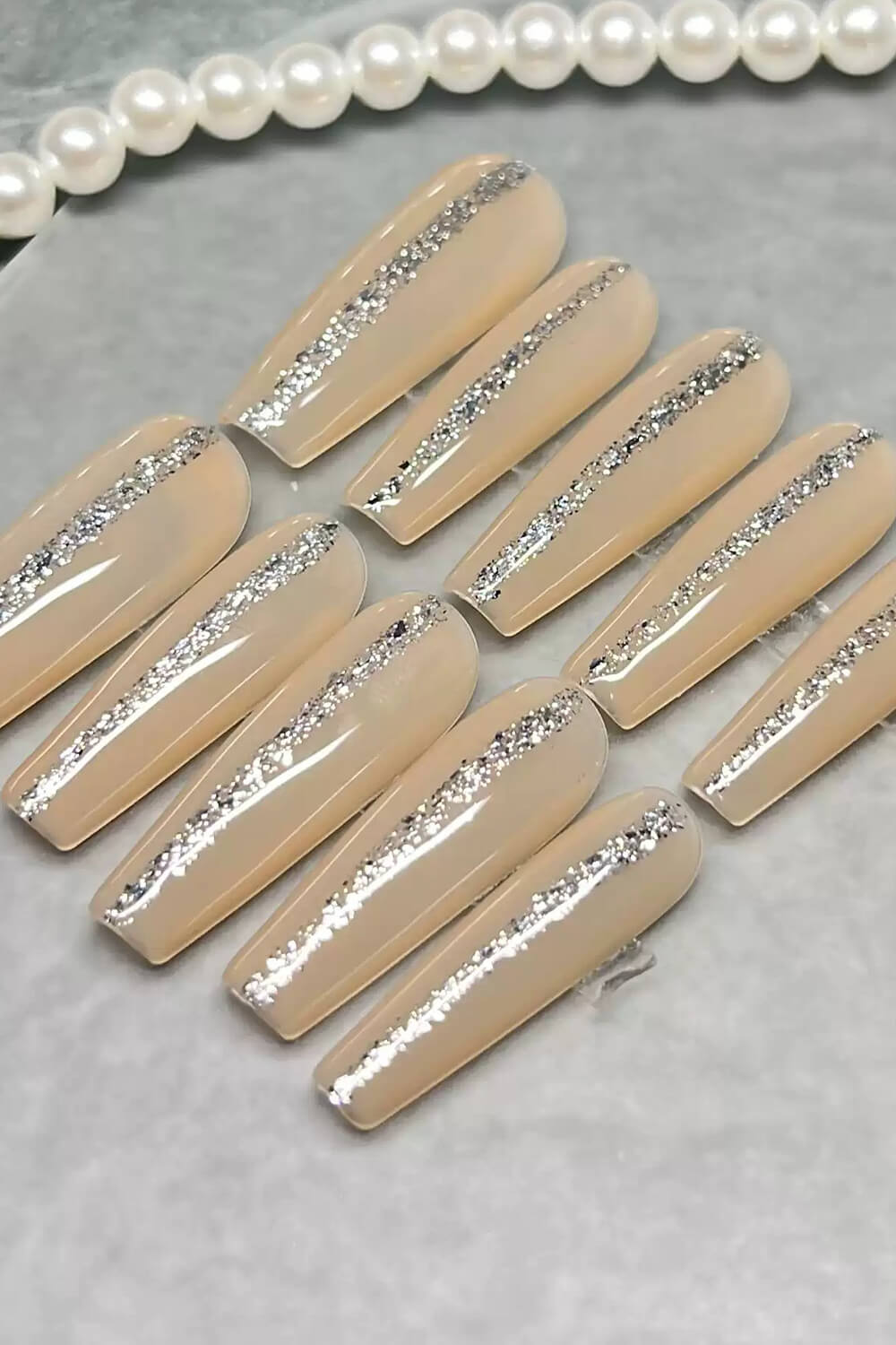 Glitter Extra Long Coffin Press On Fake Nails