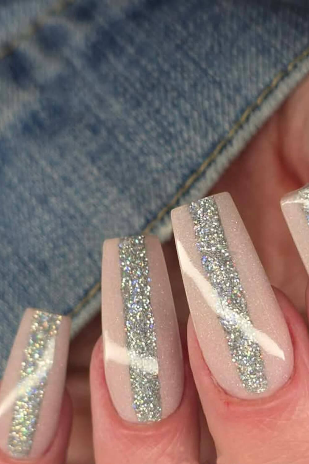 Glitter Extra Long Coffin Press On Fake Nails