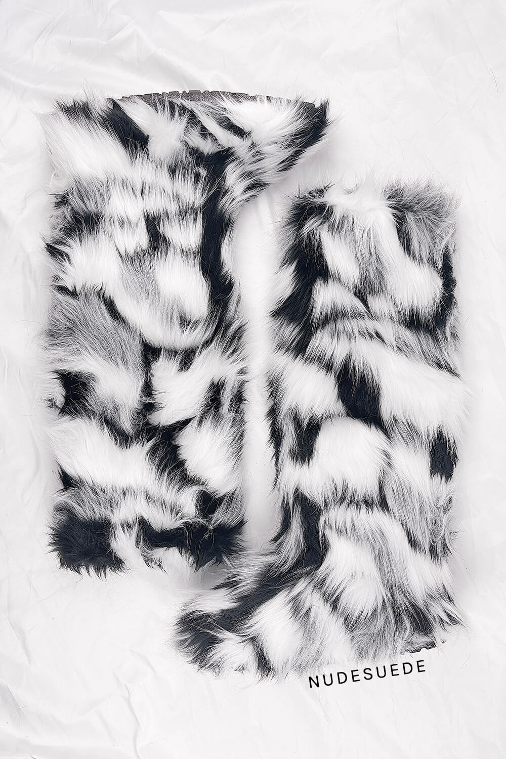 Black & White Fluffy Faux Fur Over The Knee Boot