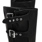 Buckle Strap Detail Mid-Calf Chunky Biker Boots - Black