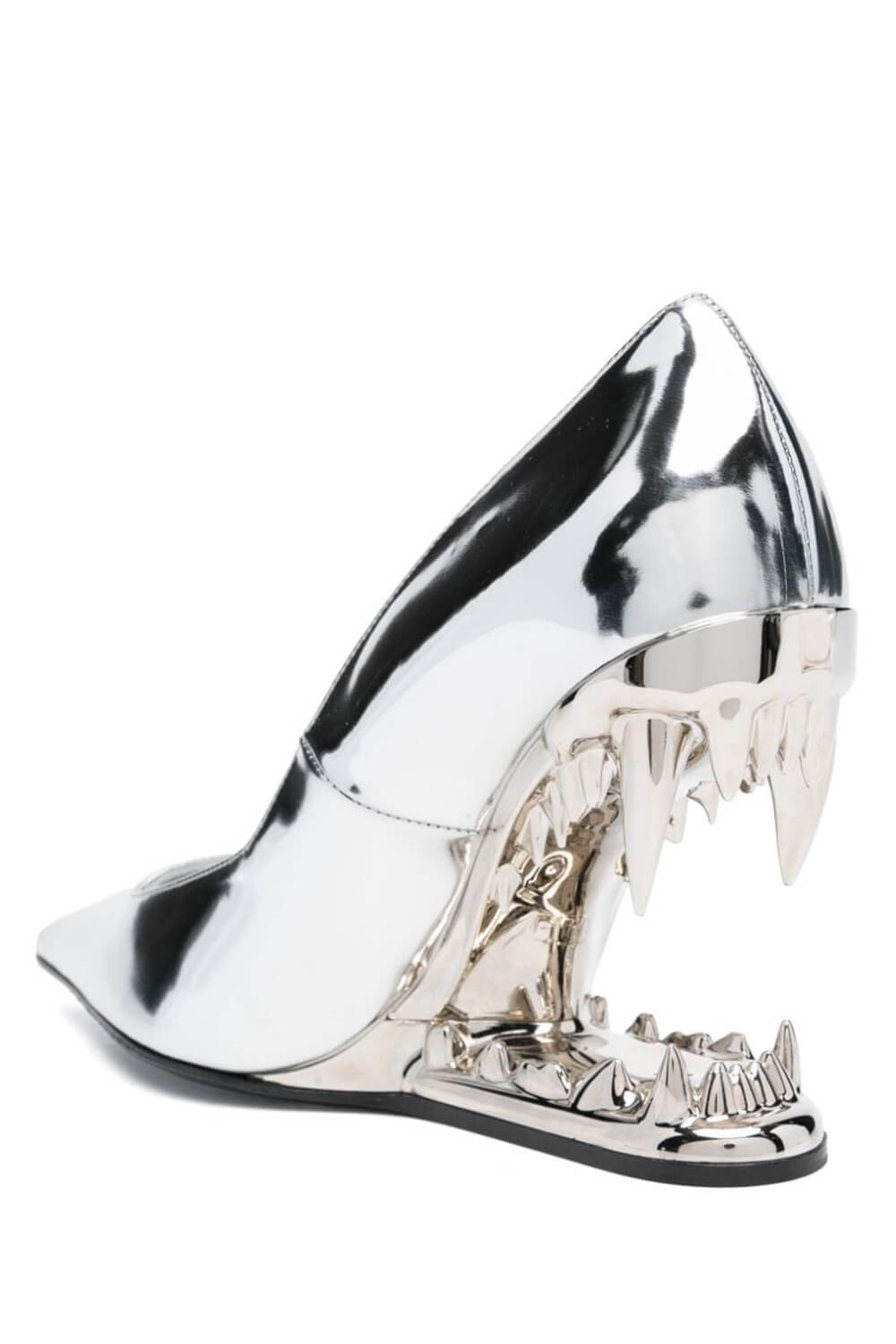 Patent Pointed Toe Morso Heeled Pumps - Silver