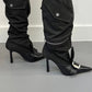 Pointed Toe Knee High Stiletto Heeled Trouser Boots