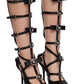 Bow Ribbon Cage Strap Knee High Pointed Toe Stiletto Heels