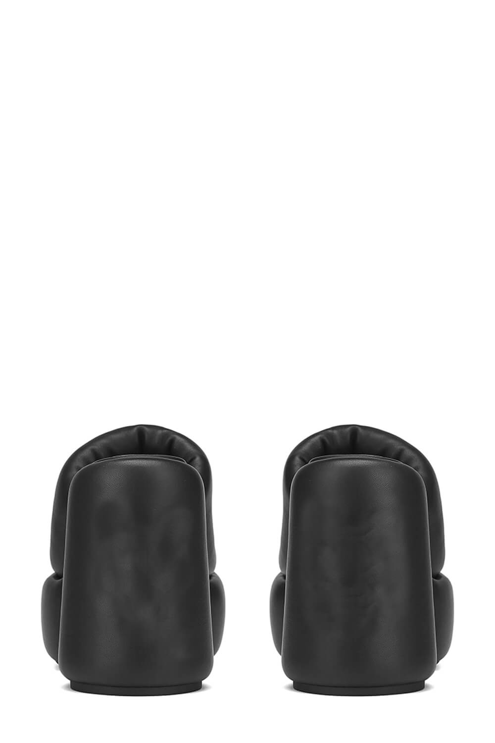 Padded Faux Leather Open Toe Platform Block Heeled Mule Sandals - Black