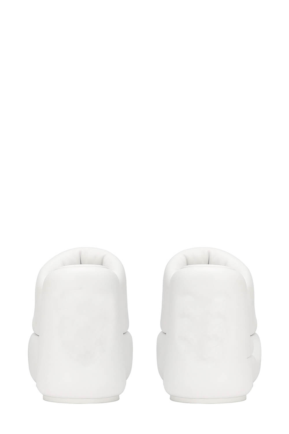 Padded Faux Leather Open Toe Platform Block Heeled Mule Sandals - White