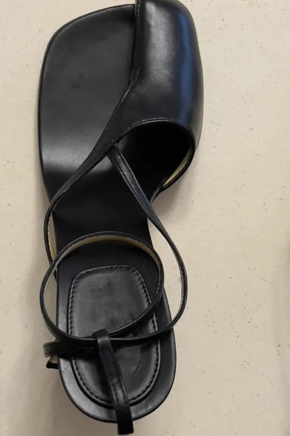 Assymetrical Lace Up Block Heeled Sandals - Black