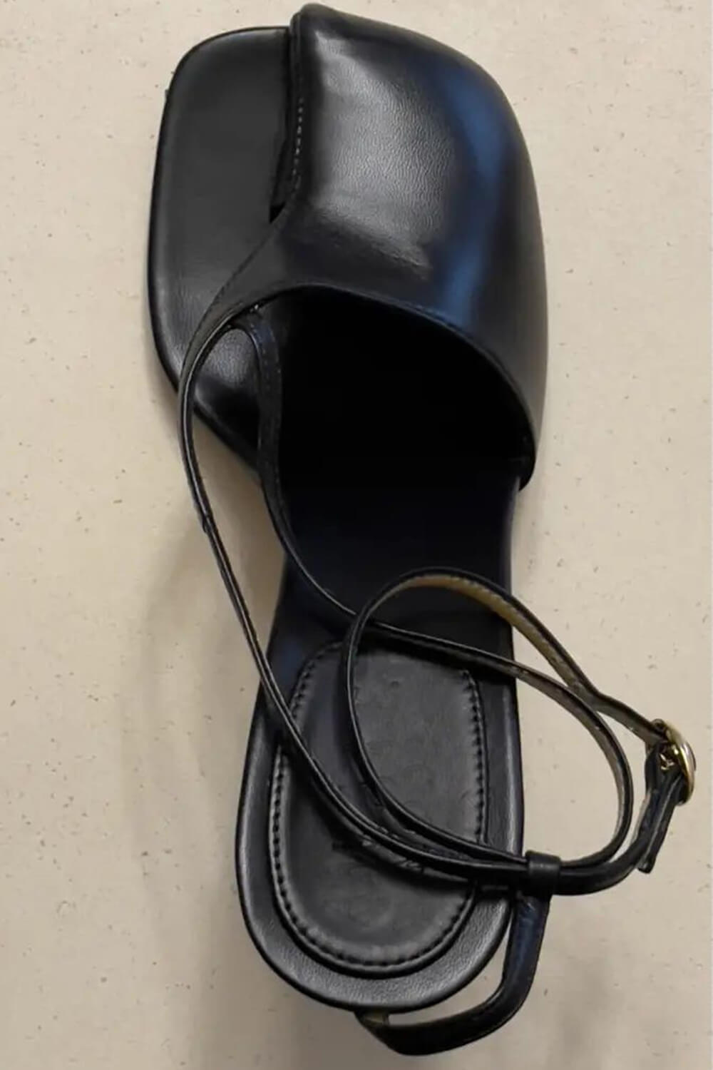 Assymetrical Lace Up Block Heeled Sandals - Black