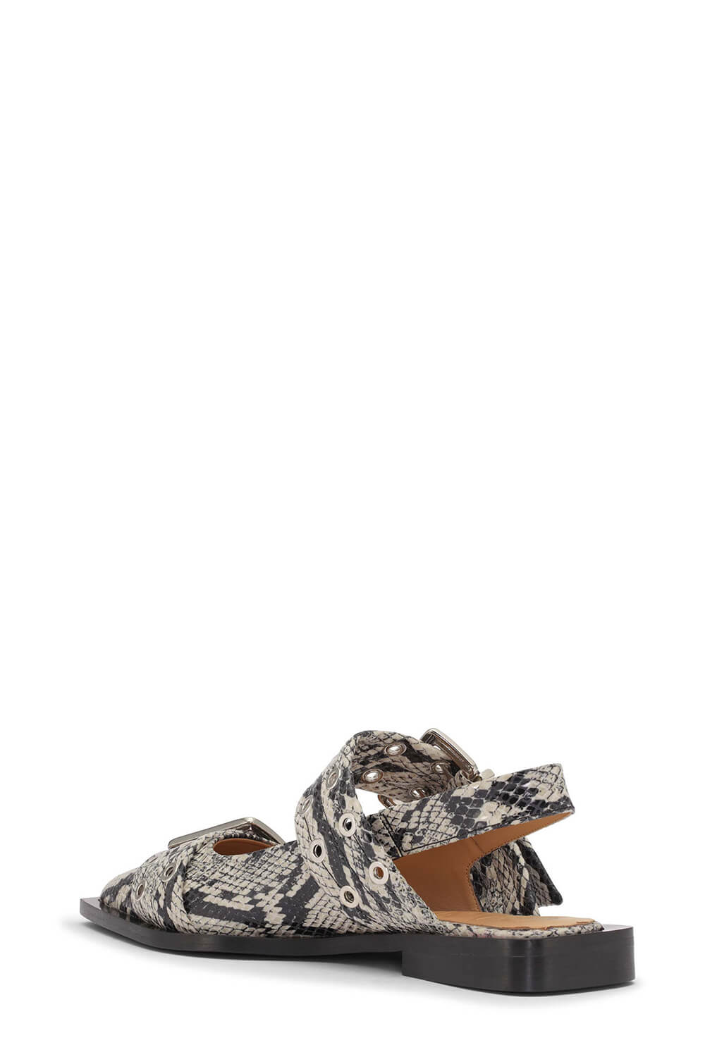 Buckle Pointed Toe Slingback Flats - Snake Print