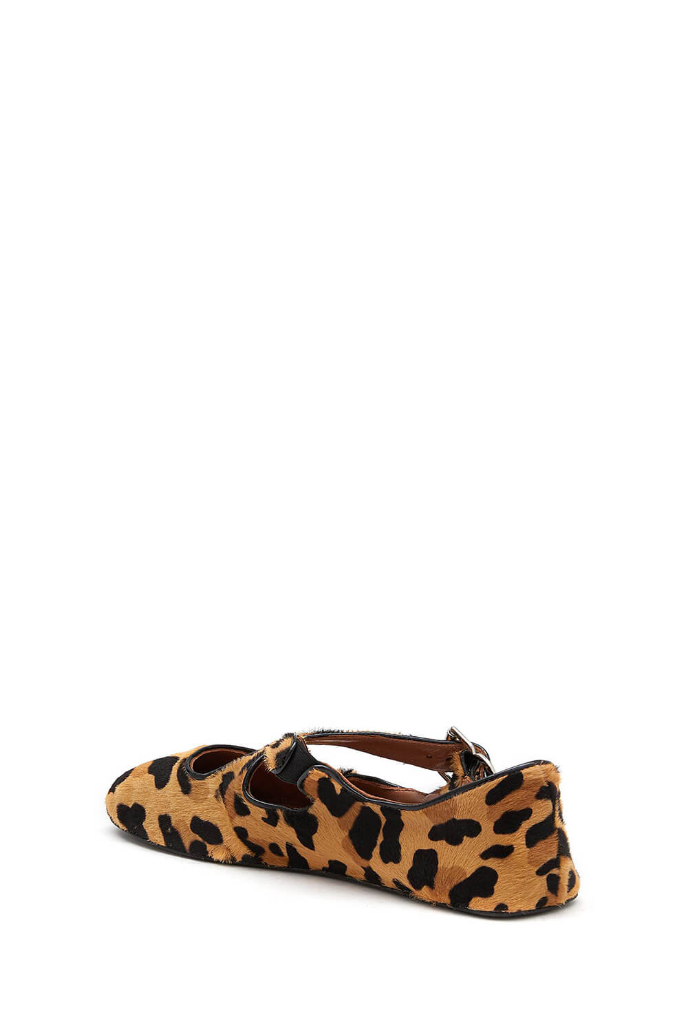 Leopard Print Criss Cross Mary Jane Ballet Flats