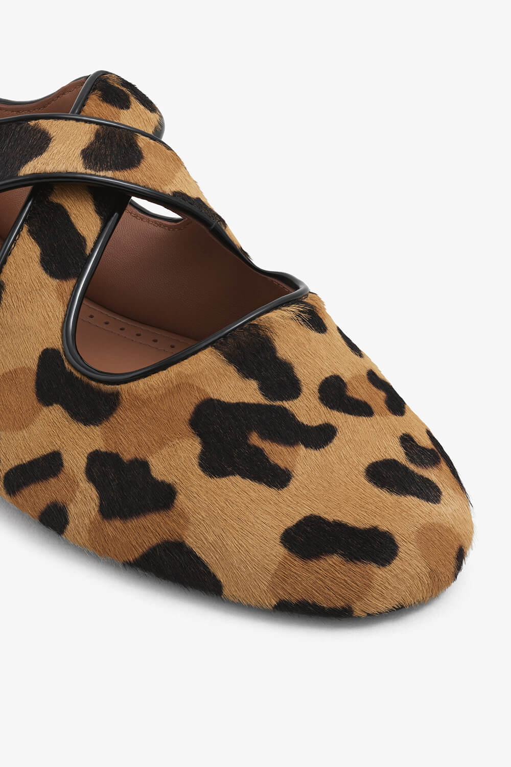 Leopard Print Criss Cross Mary Jane Ballet Flats
