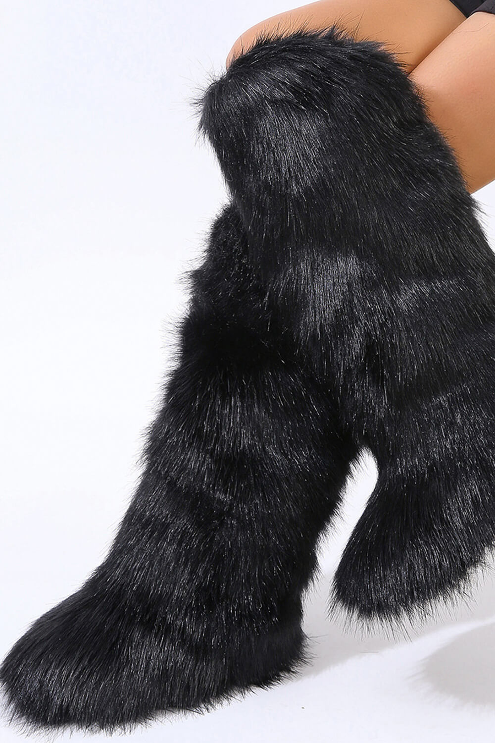 Fluffy Faux Fur Over The Knee Boot
