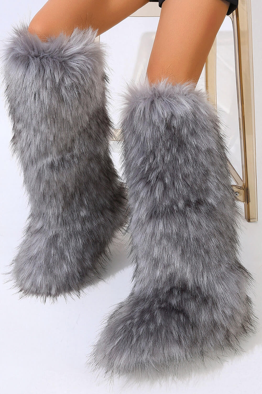 Fluffy Faux Fur Over The Knee Boot