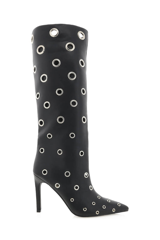 Eyelets Knee-High Pointed Toe Boots