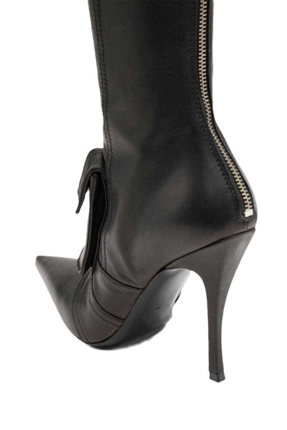 Pocket Faux Leather Pointed-Toe Stiletto Heeled Boots
