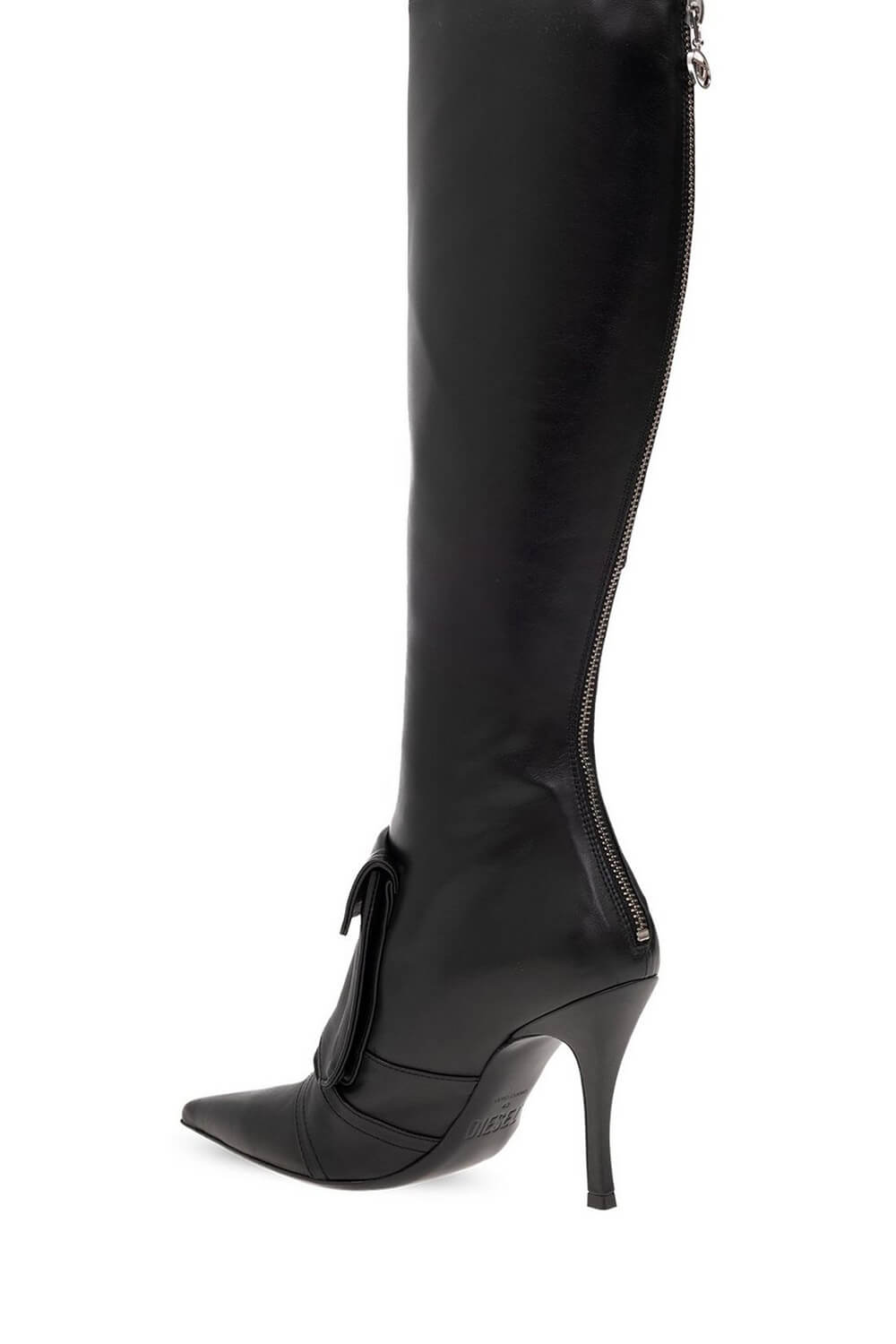 Pocket Faux Leather Pointed-Toe Stiletto Heeled Boots