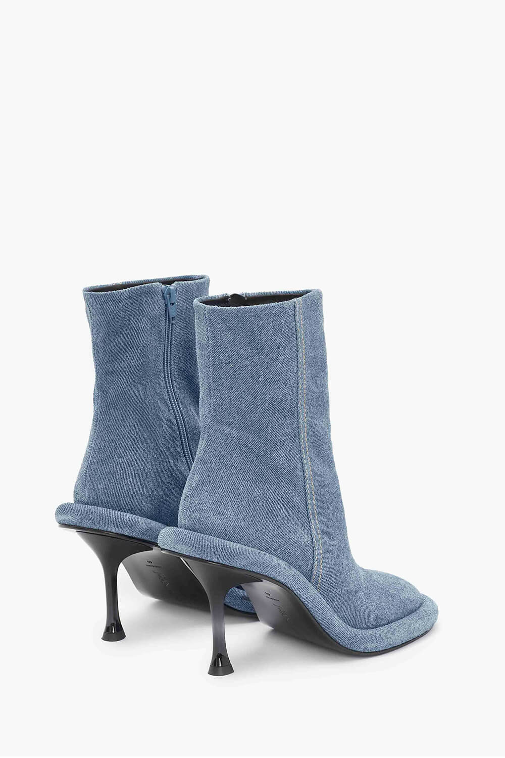 Denim Bumper-Tube Square Toe Heel Ankle Boots