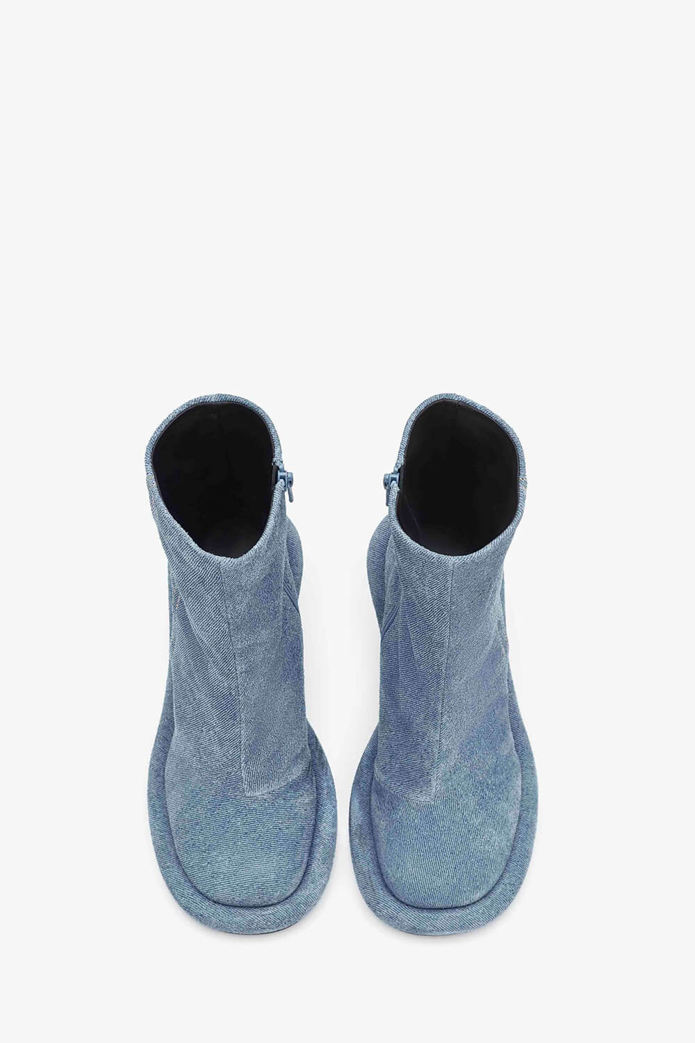 Denim Bumper-Tube Square Toe Heel Ankle Boots