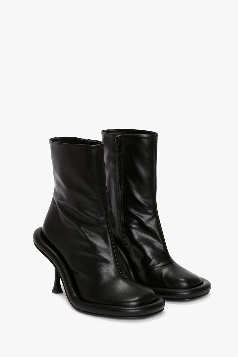Faux Leather Bumper-Tube Square Toe Heel Ankle Boots