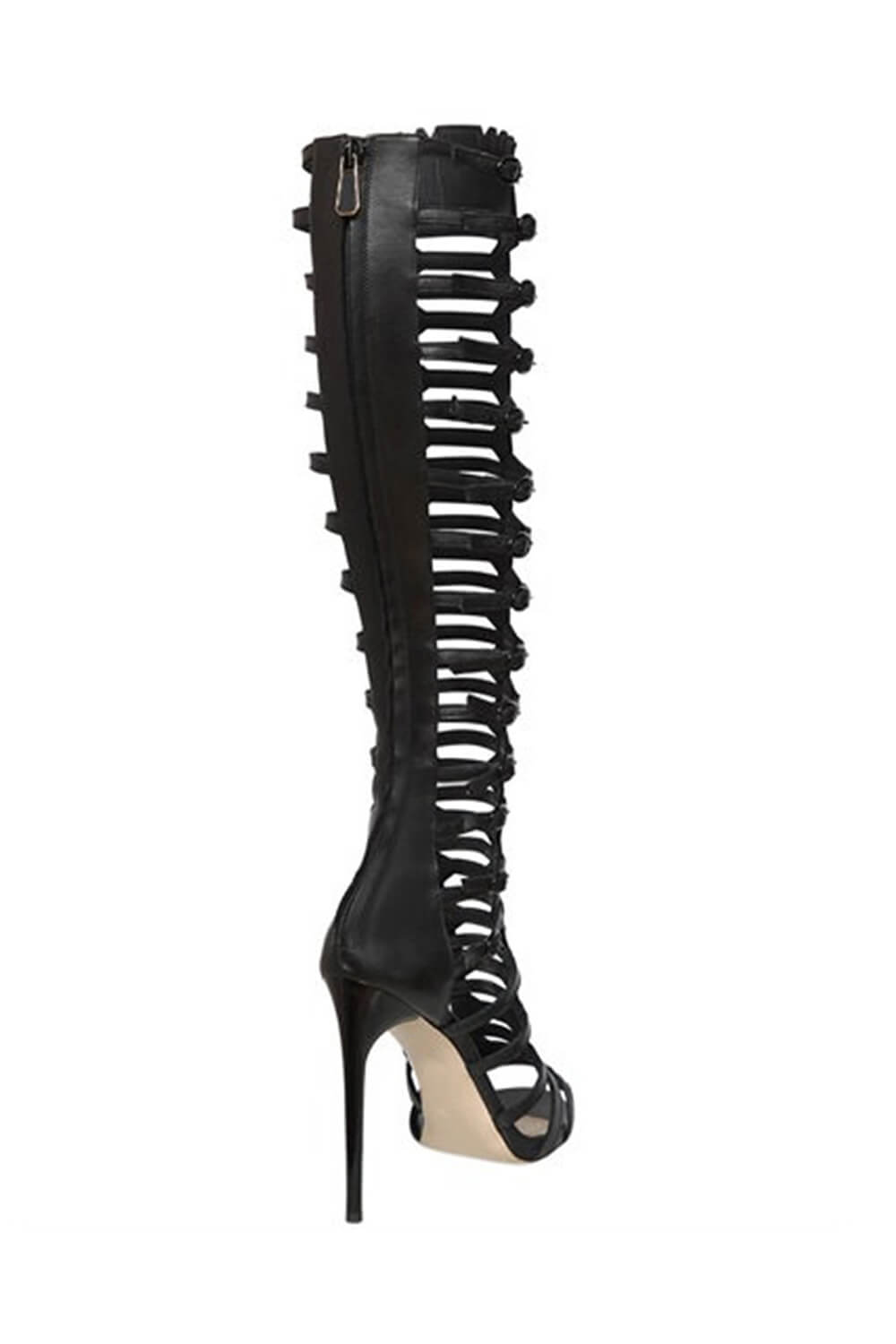 Buckle Knee-High Gladiator Stiletto Heeled Sandal