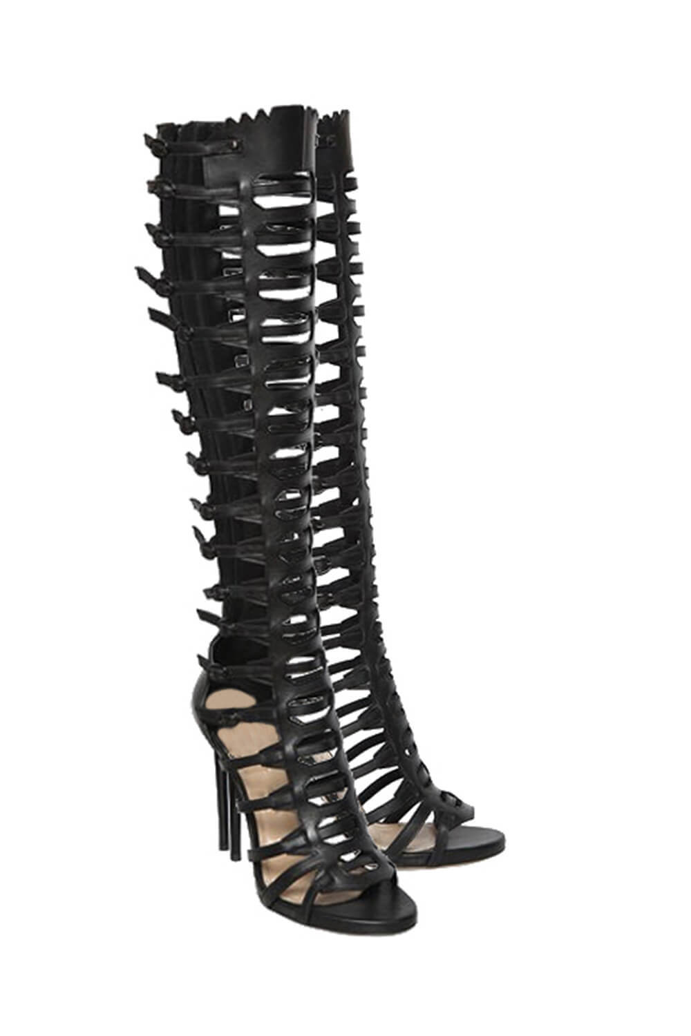 Buckle Knee-High Gladiator Stiletto Heeled Sandal