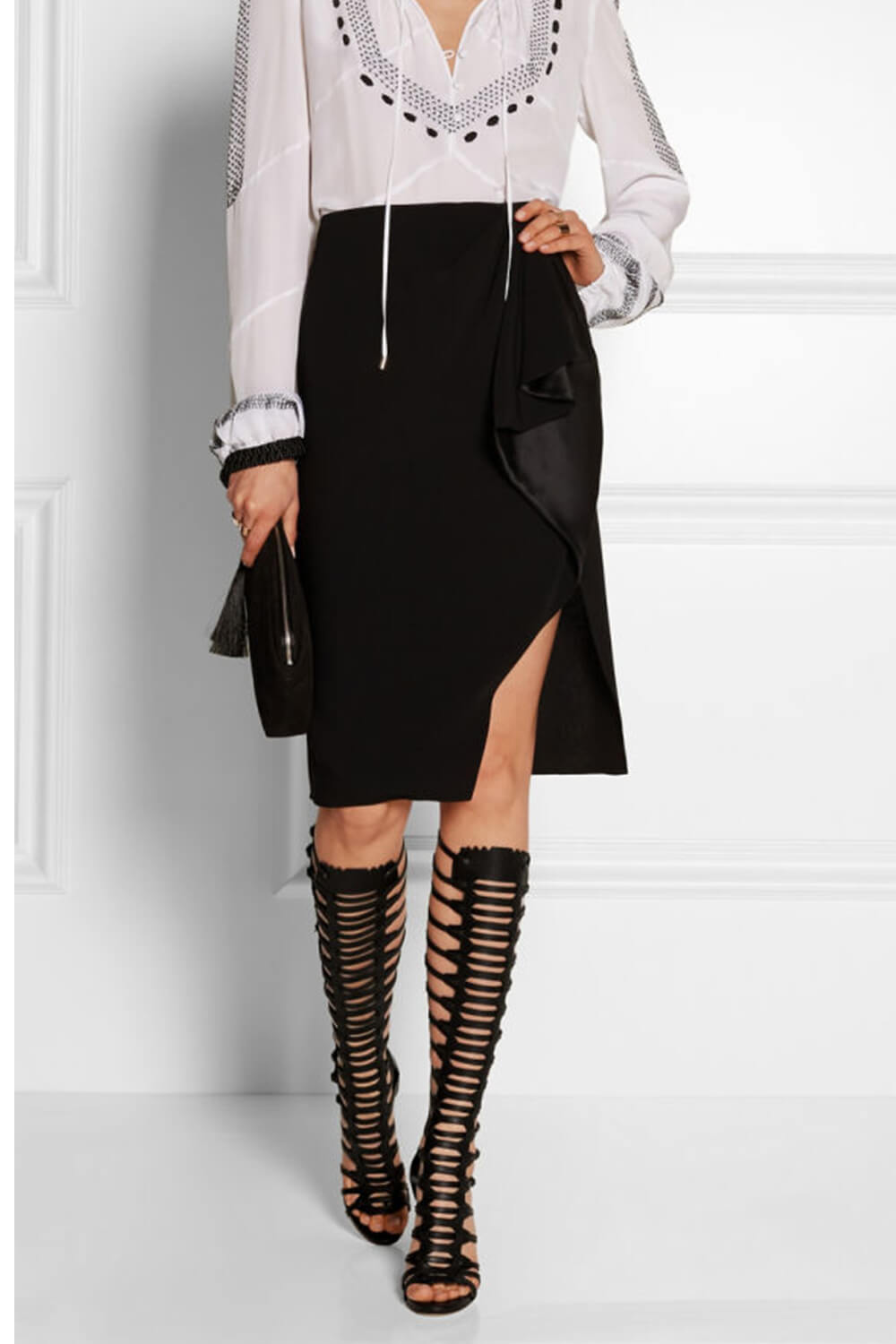 Buckle Knee-High Gladiator Stiletto Heeled Sandal