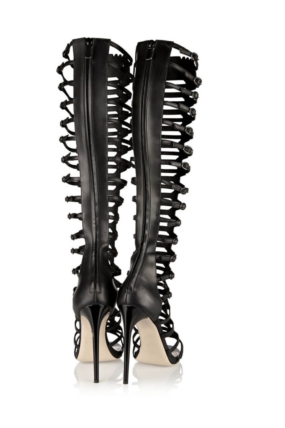 Buckle Knee-High Gladiator Stiletto Heeled Sandal