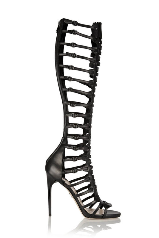 Buckle Knee-High Gladiator Stiletto Heeled Sandal
