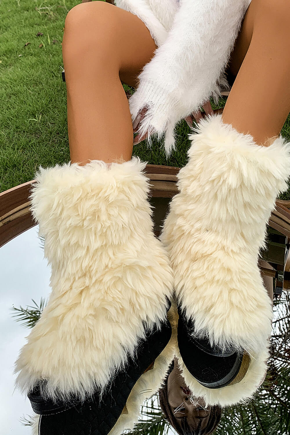 Furry Faux Fur Mid Calf Bootie
