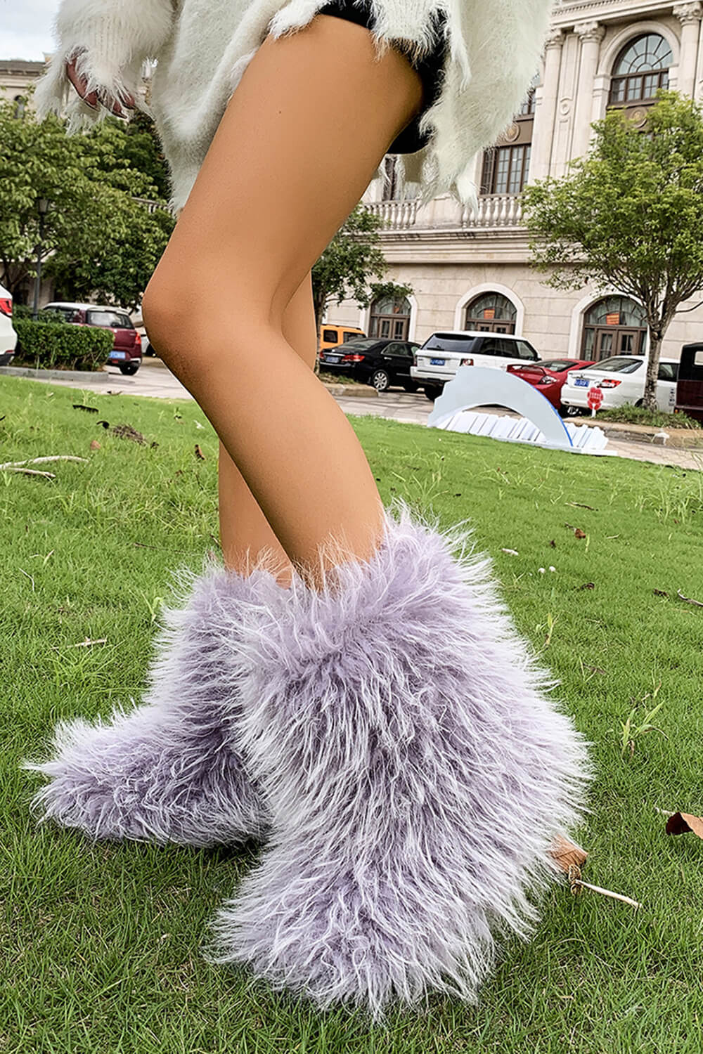 Furry Faux Fur Mid Calf Bootie