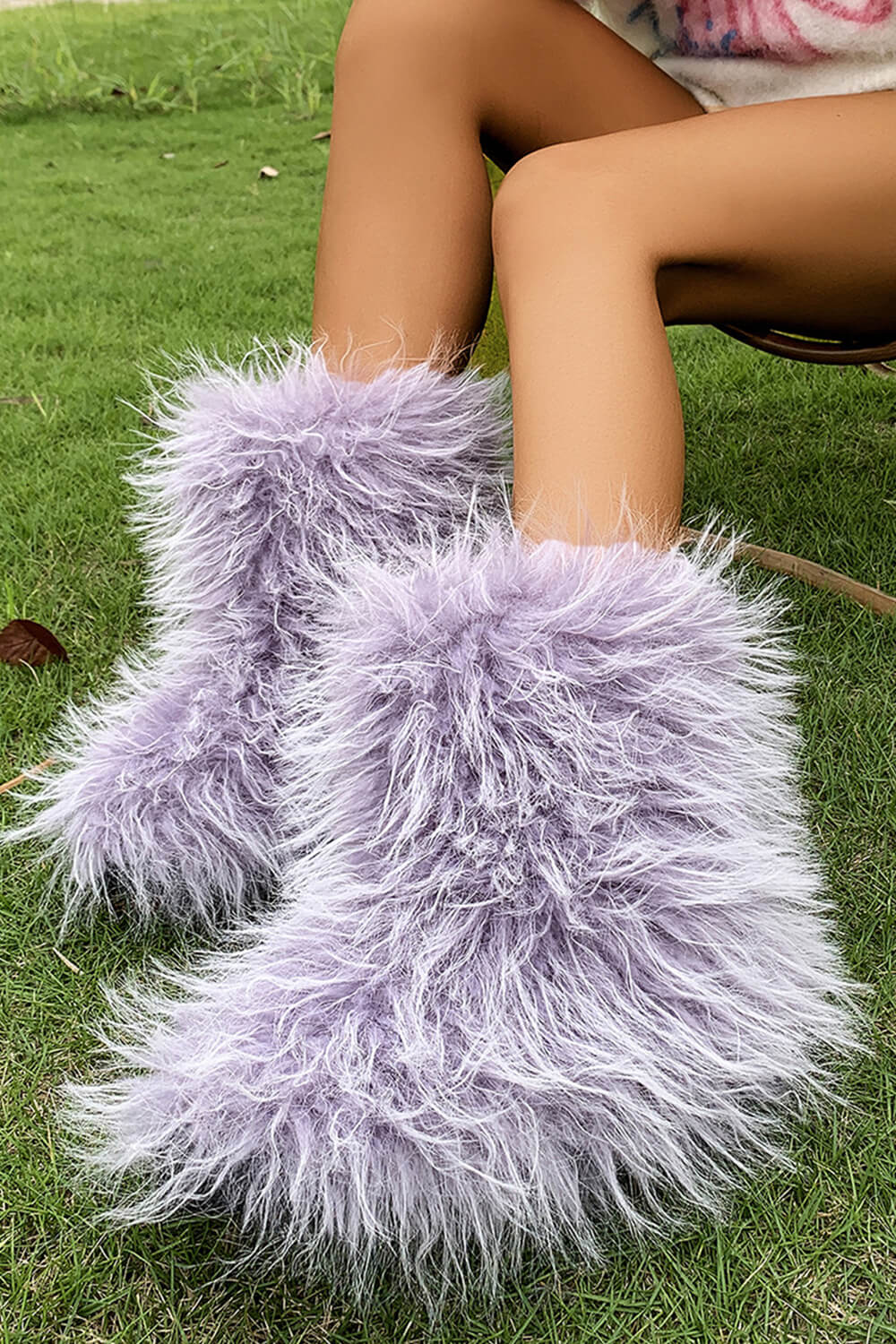 Furry Faux Fur Mid Calf Bootie