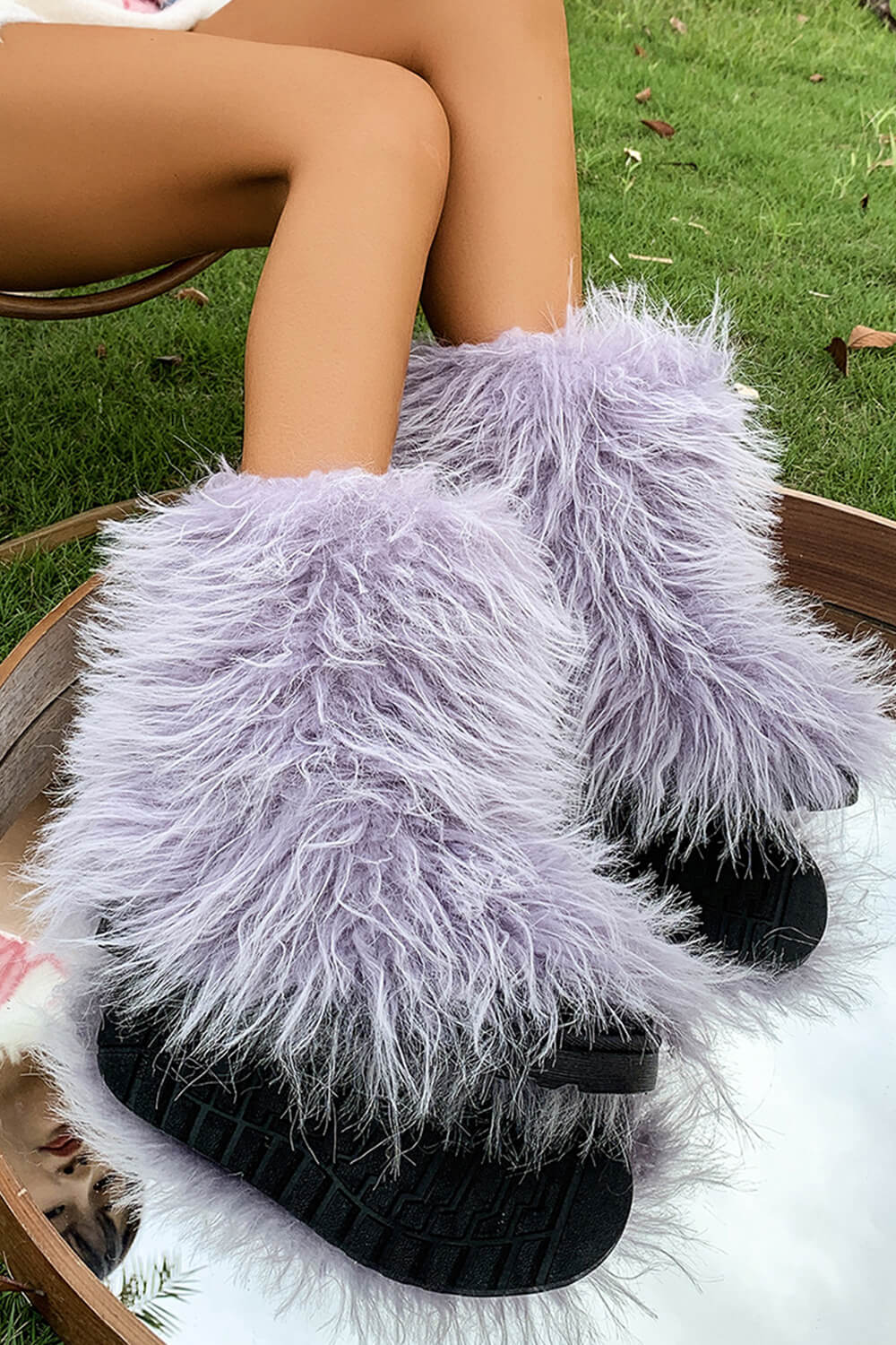 Furry Faux Fur Mid Calf Bootie