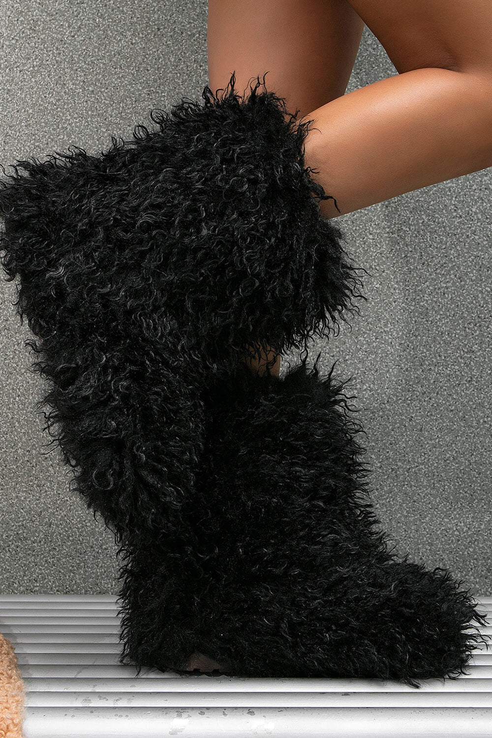 Faux Fur Mid Calf Bootie