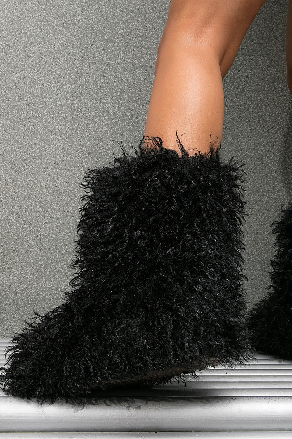 Faux Fur Mid Calf Bootie