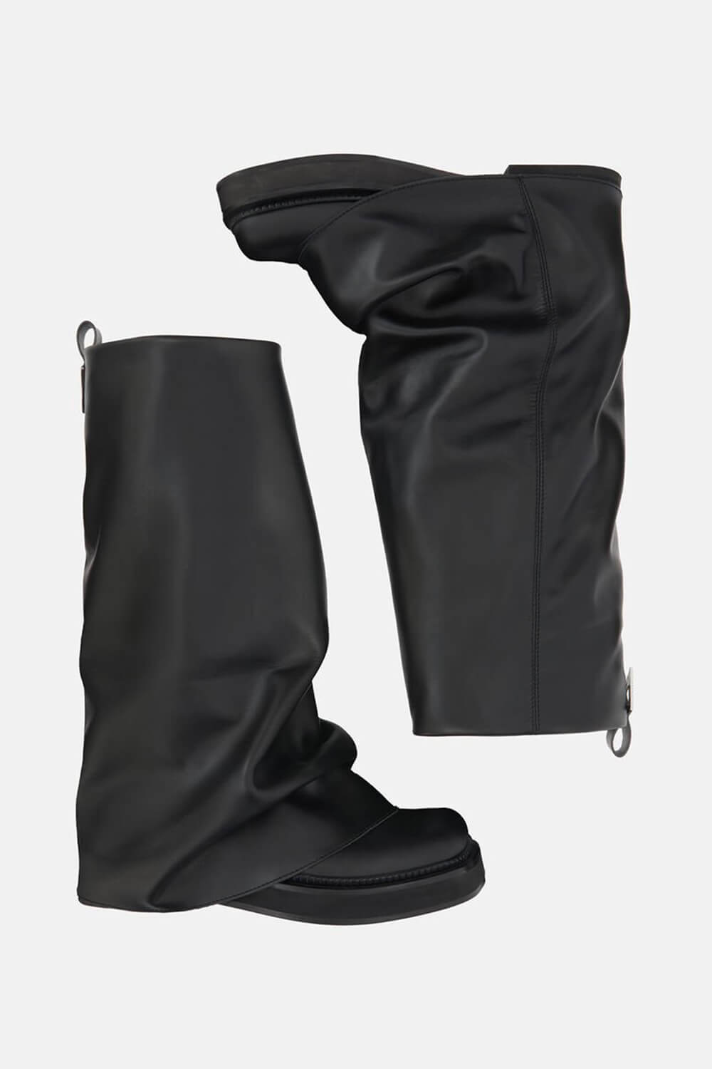 Faux Leather Layered Knee High Platform Combat Boots