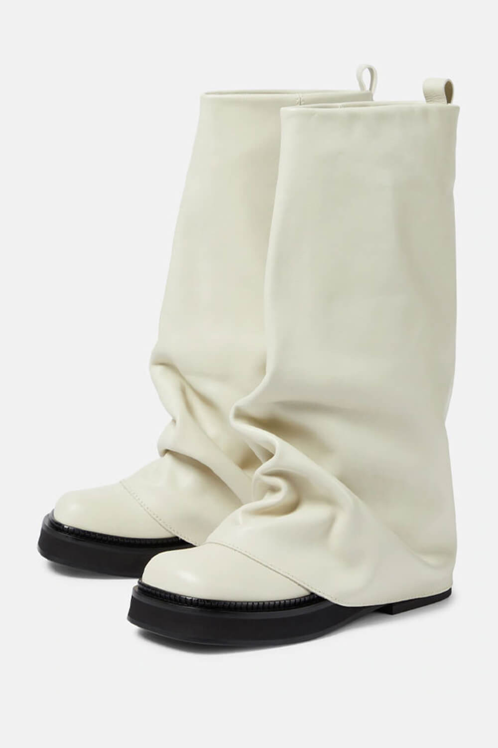 Faux Leather Layered Knee High Platform Combat Boots