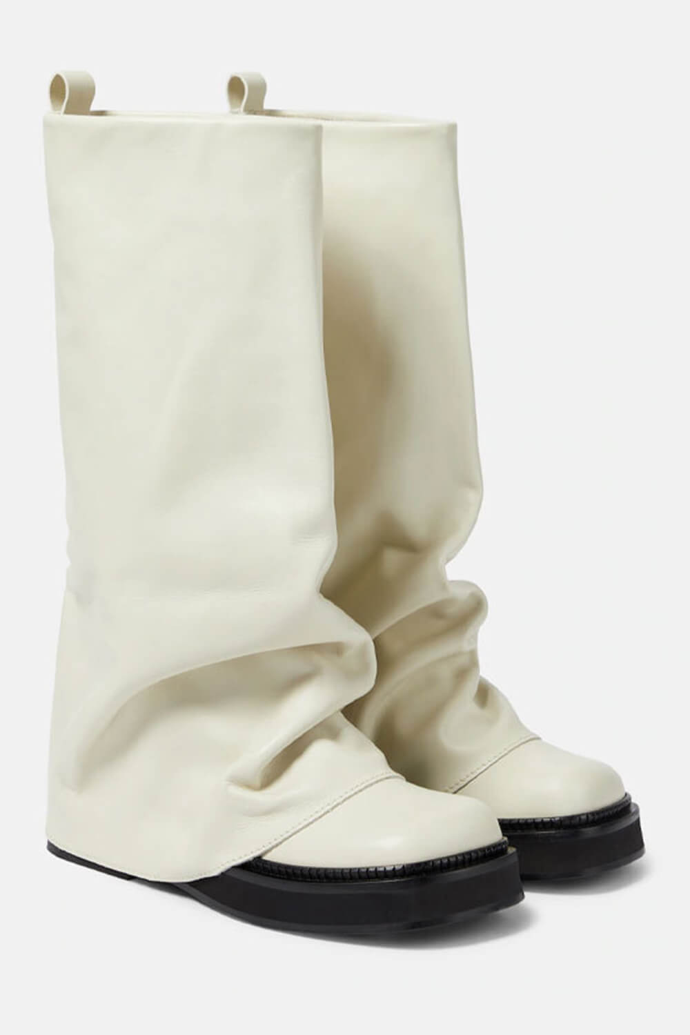 Faux Leather Layered Knee High Platform Combat Boots